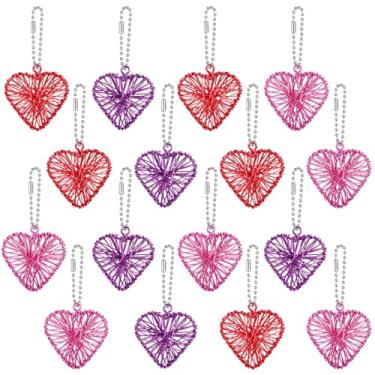 Imagem de Geosar 16 peças de enfeites de árvore de coração, bolas de coração decorativas de arame de alumínio a granel, enchimentos de vasos, para decoração de festa de casamento, aniversário, árvore de mesa