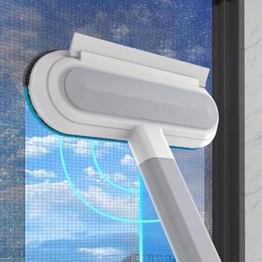 Imagem de Escova de janela de tela três em um sem desmontagem | Ferramenta doméstica de limpeza de vidro e raspagem de janela, cinza