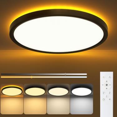 Imagem de DEEPLITE Luminária De Teto Led Com Controle Remoto Noturno, Luzes Reguláveis Montagem Embutida 12 Polegadas, 24 W, 1800 K-6500 K, Dimerização Contínua, Perfil Baixo Para Quarto E Cozinha.