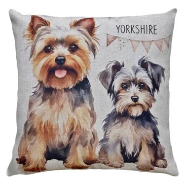 Imagem de Capa Almofada Linho Estampa Cachorro Pet Dog Yorkshire 43x43