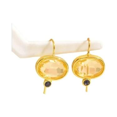 Imagem de Brincos Pendentes Geométricos De Pedra Redonda Verde Para Mulheres E M