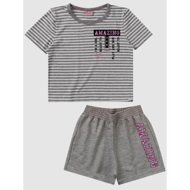 Imagem de Conjunto Amazing Feminino Infantil Duduka Kahua Kids, Cinza claro, 10