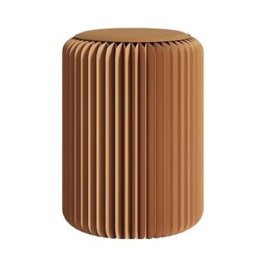 Imagem de Folding Paper Stool Tamborete de papel dobrável retrátil portátil com almofada do plutônio, usado para hall de entrada, mesa de jantar, sala de estar e cadeiras de lazer(Brown,32x30cm/12.6x11.8")