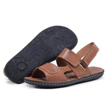 Imagem de Sandália Masculino em Couro Tira Removível D'janú - 2150 - Marrom, 41