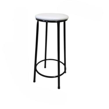 Imagem de Banqueta Alta de Aço - Banco Americano Ideal para Cozinha, Balcão e Bar, Espaço Residencial ou Comercial, Design Funcional e Estável (Branco)