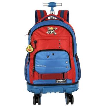 Imagem de Mochila Escolar 4 Rodas One Piece Luxo Alfa MC49812 - Luxcel, Vermelho