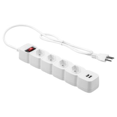 Imagem de Filtro de Linha Intelbras 4 Tomadas, EPE204, 2 USB, Bivolt, Branco - 4824204-Unissex