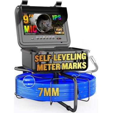 Imagem de Câmera de esgoto autonivelante 30 m, anysun 22.9 cm HD Screen Pipe Boroscópio Dreno Inspeção com 12 peças de luz LED, gravador DVR com cartão de 32GB, câmera de encanamento IP68 à prova d'água, cabo