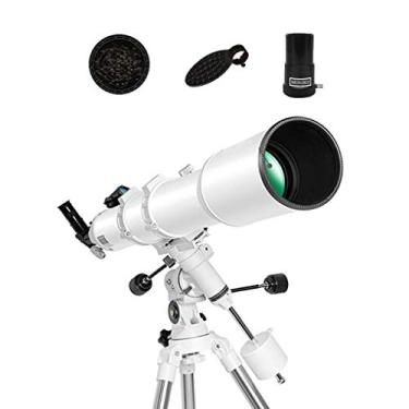 Imagem de pcagfaajmh Telescópio astronômico grande de 102 mm para crianças, refrator espacial, ultratransparente, viagem, céu, monóculo, adultos, crianças, presente de Natal, branco, E (A)