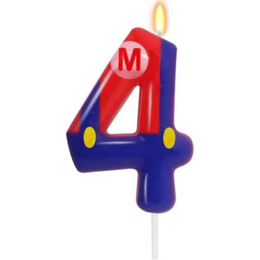 Imagem de Velas de aniversário, velas vermelhas e azuis para bolo número 3, topo de bolo para velas temáticas de jogos, decoração de aniversário, suprimentos para celebrações de aniversário (4)