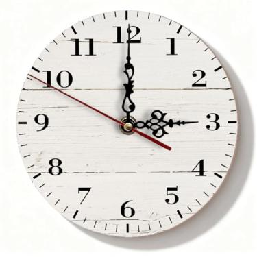 Imagem de Relógio de parede de madeira multicolorido, silencioso, sem tique-taque, operado por bateria para sala de estar, cozinha, quarto - design rústico, 19 cm