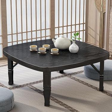 Imagem de Mesa de chá quadrada dobrável estilo japonês - mesa de centro baixa que economiza espaço, mesa de jantar e estudo versátil para assentos no chão, ideal para quarto, janela de sacada, uso ao ar livre