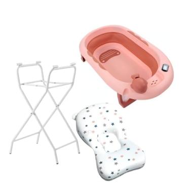 Imagem de Banheira Tibaby Dobrável Infantil Com Suporte E Termômetro
