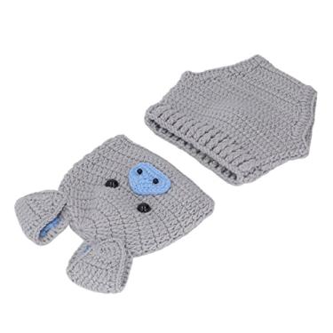Imagem de Naroote Trajes Fotográficos de Animais Fofos para Bebês, Roupas de Linha de lã Não Abrasiva para Sessões de Fotos Memoráveis ​​para Bebês de 0 a 3 Meses de Algodão (Cinza)