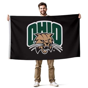 Imagem de Bandeira impressa Ohio Bobcats College Sports - Licenciada pela NCAA - Nylon - Faixa escolar (preto, verde) (3' x 5')