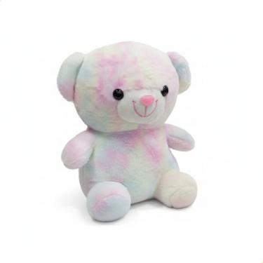 Imagem de Urso Teddy Tie Dye Pastel de Pelúcia 30cm Antialérgico Lavável com Zíper