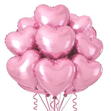 Imagem de 15 balões de coração rosa de 45,7 cm para Dia dos Namorados para aniversários, Dia dos Namorados, casamento, chá de bebê, decorações de festa (rosa)