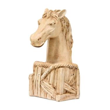 Imagem de WeiLaiKeQi Estatueta de Cabeça de Cavalo, Estátua de Cavalo, Obra de Arte, Escultura Criativa, Ornamento de Mesa para Lareira, Escritório, Balcão, Peça Central, Imitação de Madeira