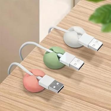 Imagem de Pacote com 6 clipes para gerenciadores de cabos de mesa, organizador de cabos adesivos para mesa de cabeceira, acessórios de gerenciamento de cabos de escritório