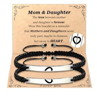Imagem de haolry Presentes de Dia dos Namorados para crianças, filhas, mães e adolescentes, pulseiras para mãe e filha com coração combinando, pulseiras combinando para presentes de dia dos namorados, Medium