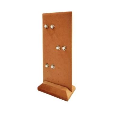 Imagem de Organizador De Brincos De Veludo Com 40 Furos, Base De Madeira, Suport