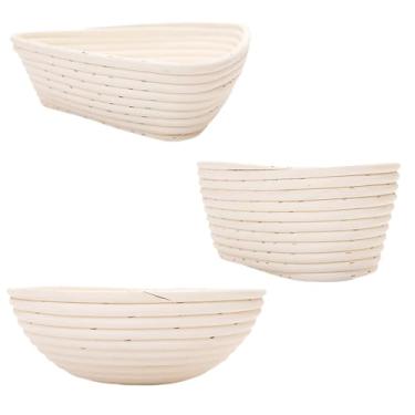 Imagem de Cesta de fermentação pão rattan natural para sourdough com toalha forro - Artesanal sem odor lascas ecologicamente correto padeiros domésticos cozinha Formas redonda oval e triangular