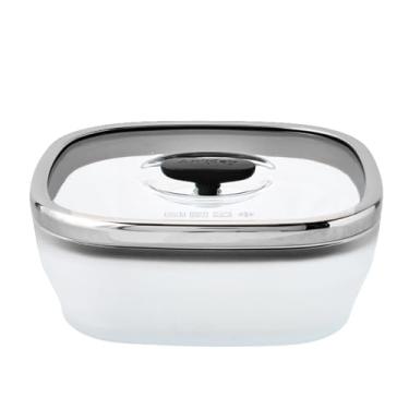 Imagem de Anyday Armazenamento de alimentos de vidro quadrado de 5,5 xícaras com tampa de vidro | Preparação de refeições sem plástico e panelas de micro-ondas | Recipiente de armazenamento hermético empilhável