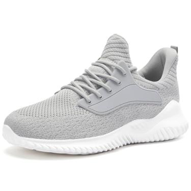 Imagem de SDolphin Tênis de caminhada masculino – Tênis de corrida de espuma viscoelástica sem cadarço para treino atlético, academia, corrida, leve, respirável, casual, B - cinza, 46