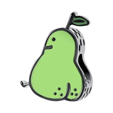 Imagem de Berloques De Prata Com Acabamento Verde Em Formato De Abacate, Besouro