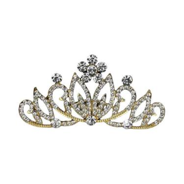 Imagem de Clipe De Coroa De Princesa Para Crianças Com Cristais, Pérolas E Stras