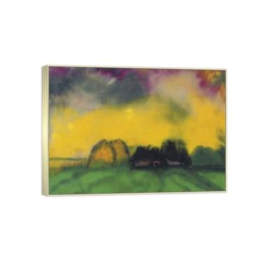 Imagem de Impressão em tela de paisagem pronta para pendurar - pintura de arte de parede famosa - palheiro-decoração moderna para casa imagem moldura prata 70 x 100 cm 27 x 39 pol