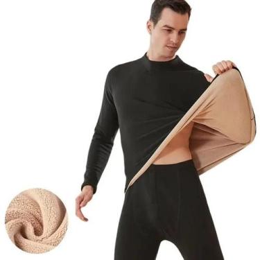 Imagem de Conjunto De Roupa Térmica Masculina De Inverno Com Gola Alta, Camada B