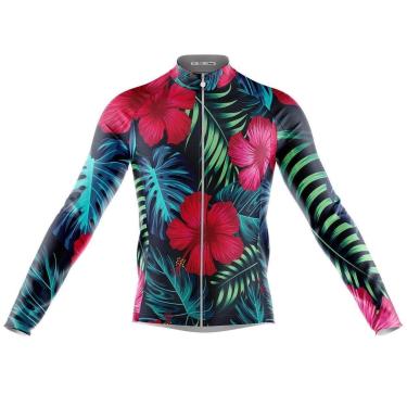 Imagem de Camisa Ciclismo Floral Tropical Longa Full Ziper Bike Mtb-Unissex