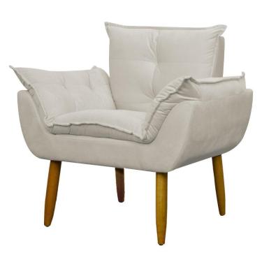 Imagem de Poltrona Decorativa Para Consultório Opala Suede Herrero Bege