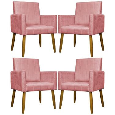Imagem de Kit 4 Poltronas Decorativa Para Sala Recepção Consultório Escritório Mari Suede