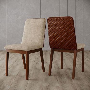Imagem de Cadeira Para Mesa De Jantar Pietra Ambiente Kit 02 Peças Corano Caramelo Creme - Henn