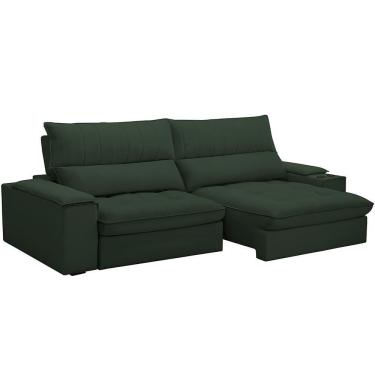 Imagem de Sofá Retrátil Reclinável Para Sala De Estar Living 280cm Nápoles F04 Veludo Verde - Lyam Decor
