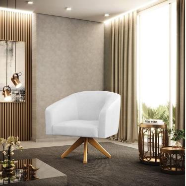 Imagem de Poltrona Sala Decorativa Stella Base De Madeira Giratória Ma30 Sintético Pu D03 - D'rossi Whisky