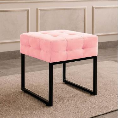 Imagem de Puff Sala Decorativo Industrial Elisa Suede D03 - D'rossi Rosa Bebê