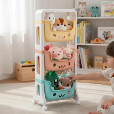 Imagem de Estante Organizadora Infantil Para Brinquedos Objetos Rodas - Yeet