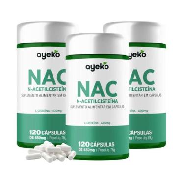 Imagem de 3X Nac 600mg Alta Concentração Em 1 Capsula 360 Capsulas Ayeko