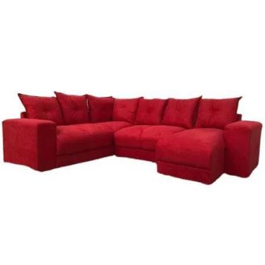 Imagem de Sofá de Canto com Espreguiçadeira Vermelho Liso - Multi Móveis