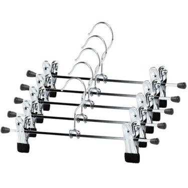 Imagem de Kit 30 Cabides Com Presilha em Metal Cromado Para Saia Calça Bermuda -