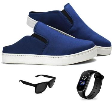 Imagem de Sapatênis Mule Slip On Masculinos Confortavel + Oculos e Relogio - MP 