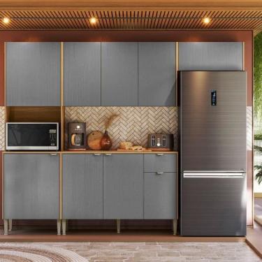 Imagem de Cozinha Compacta Soul 6 Portas Freijó/Gris - Kits Paraná, Cinza