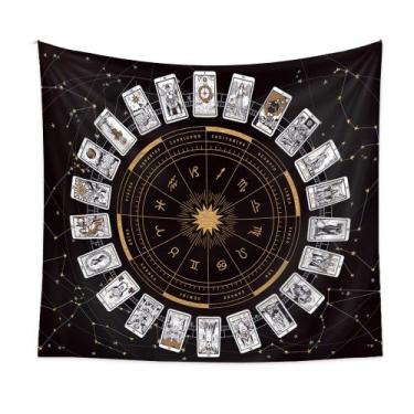 Imagem de Tapeçaria de parede, doze signos do zodíaco, tarô, 150x130cm, microtec