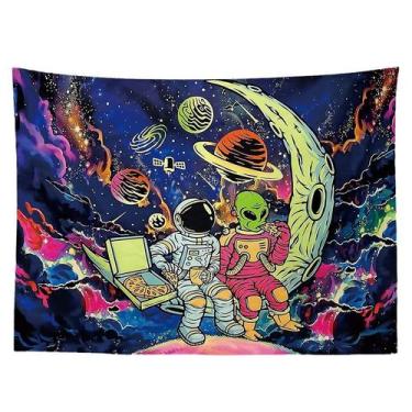 Imagem de Tapeçaria, astronauta e alienígena, sala de parede, 150x130cm, microte