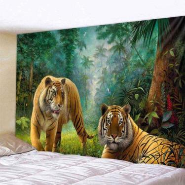 Imagem de Tapeçaria Animal Tiger Microfabric Fiber 150x100cm para quarto - yiwei