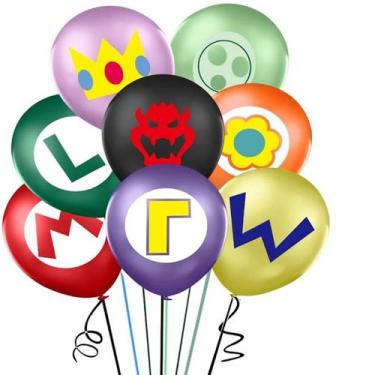 Imagem de Kit de balões de festa, balões de látex Mario, 16 unidades para nascim