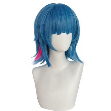 Imagem de Peruca de cosplay, fantasia de anime Jinxs, festa de Halloween, 33 cm 